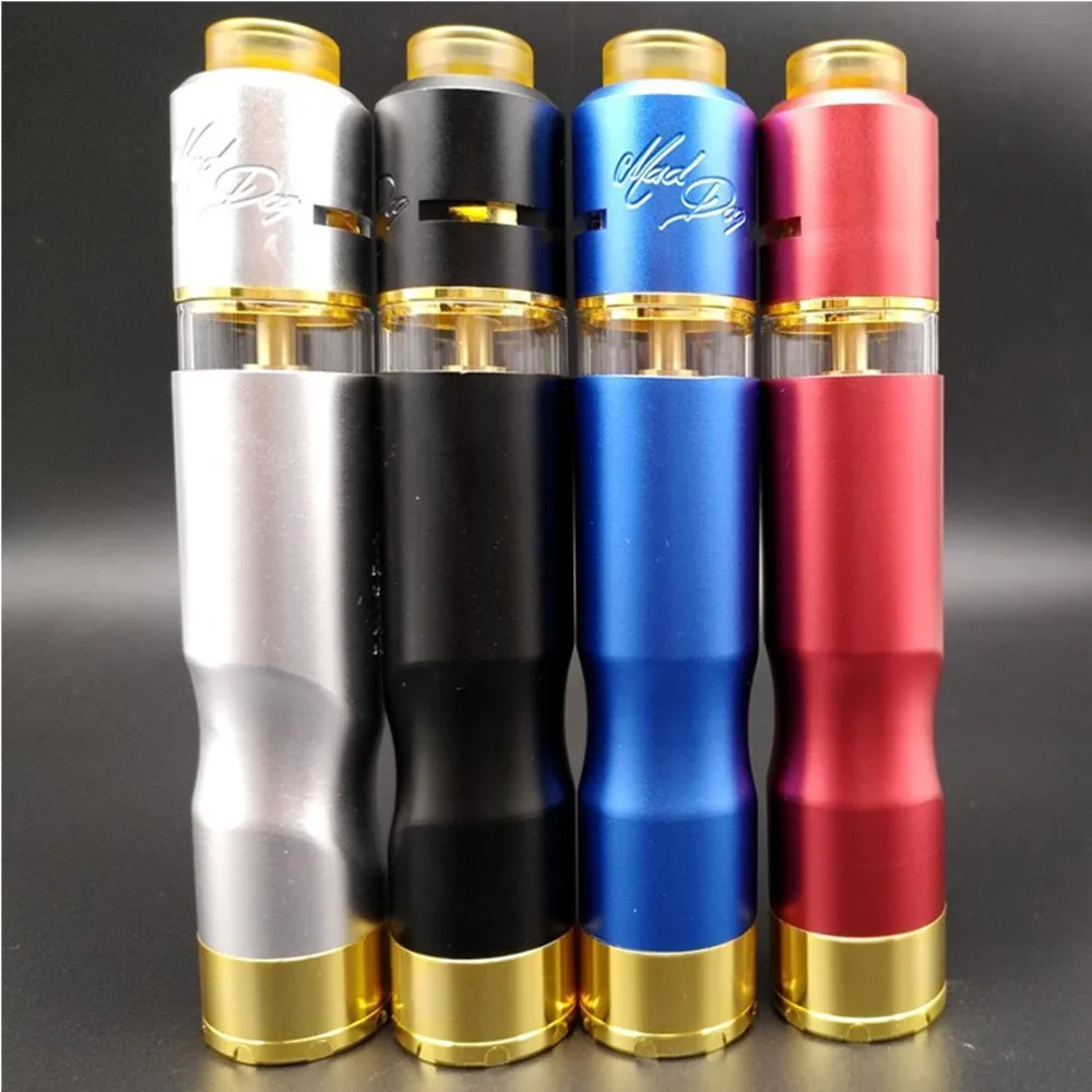 

Hot! Mad Dog RDTA MECH Starter vape kit Mechanical mod kit fit 18650 battery with RDA atomizer colorful electronic cigarette