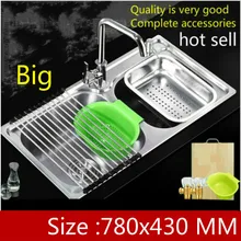 Для мытья дома овощей общий большой двойной кухонный паз раковина 304 нержавеющая сталь роскошный 78x43 см