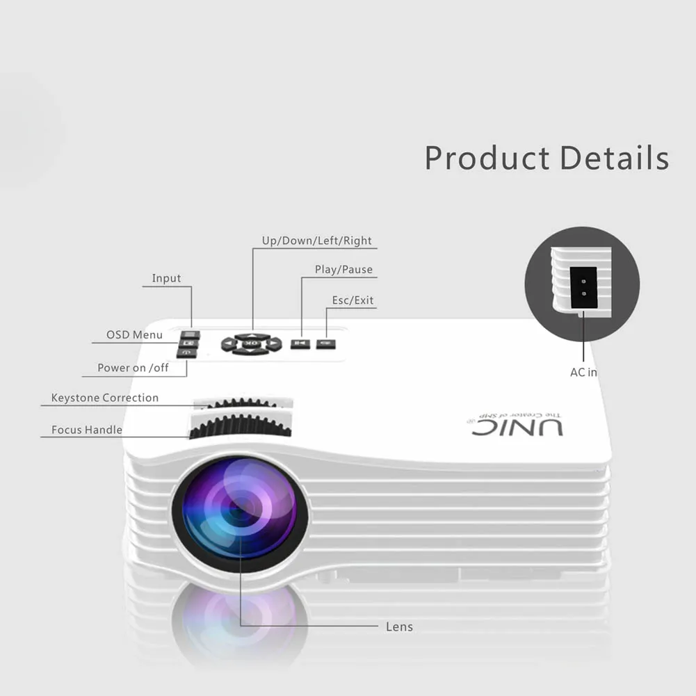 New Portable Mini Home Theater LED Wifi Video Projector Beamer Proyector Support WiFi/USB/HDMI/SD/AV Connections eals SL