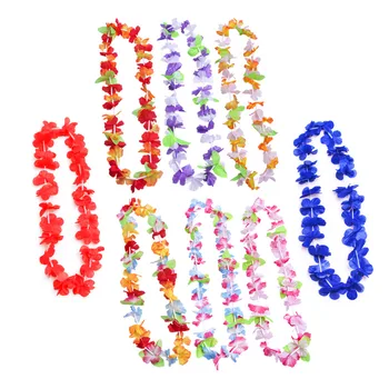 

50pcs/100pcs Hawaiian Necklace Tropical Hawaii Cloth Flower Wreath Party Decor _WK