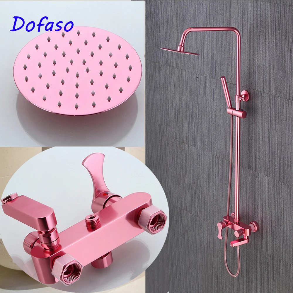 

Dofaso luxury pink shower faucet girl best new home gift quality color bath shower set mixer