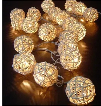 

5M 20 LED Warm White Rattan Ball LED String Lighting Holiday Christmas Wedding Party Curtain Decoration Lights Free Shipping