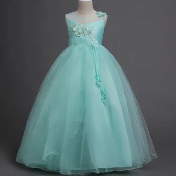 4-15 year Teens Party prom Dress Wedding Flower Girl Dress Kids Girls elegant Princess Sleeveless Pageant Formal long Dress