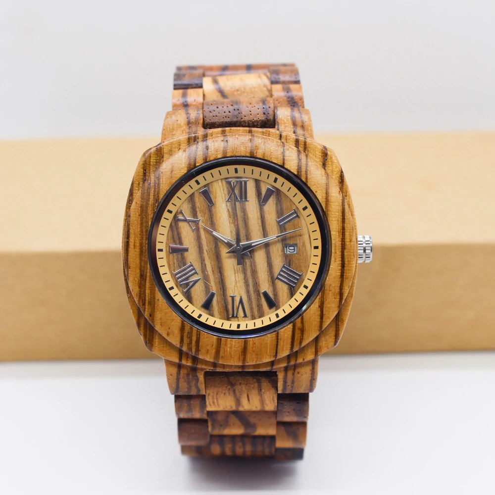 

Fashion Handmade Women Dress Wood Watch Natural Zebra Sandalwood Wristwatch For Men Woman Japan Quartz Analog Wooden Wateches