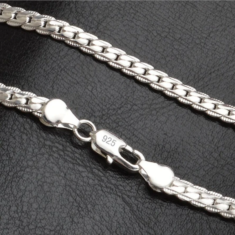 5 мм модная цепочка 925 пробы Серебряное ожерелье кулон мужские ювелирные изделия горячая Распродажа ожерелье с полной стороной