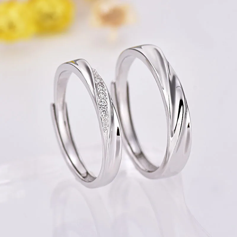 VU143 Silver 925 Couple Rings Romantic Wedding Rings A Pair For Men Women Fashion Lovers Ring Bague Femme