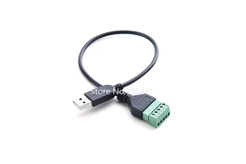 

USB 2.0 Type A Male to 5 Pin Screw with Shield Terminal Plug cable,100pcs/lot
