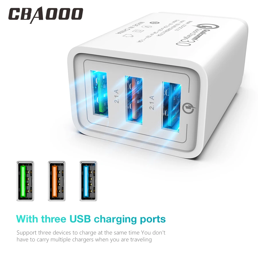 CBAOOO الهاتف المحمول شاحن شاحن سريع 3.0 العالمي الاتحاد الأوروبي التوصيل شاحن يو اس بي السفر الجدار شاحن آيفون سامسونج Xiaomi