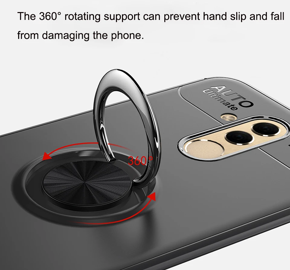 Подставка держатель телефона чехол для huawei mate 20 Lite Honor V20 10 Lite 8C 7C мягкий TPU полный край антидетонационный Магнитный чехол