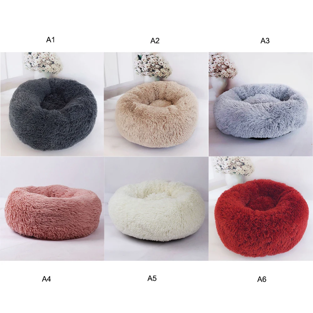 

Plush Deep sleep kennel cat litter Soft Stuffed Pet Dog Bed Round Cat Warm Winter Sleeping Bag Cat Supplies Puppy Mat Cushion