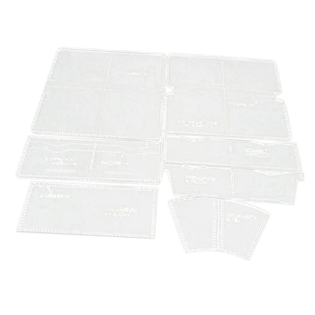 7 Pieces Cealr Acrylic Leather Templates for Zipper Clutch Bag Making Stencils Leather Craft Tools