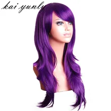 Kai yunly 1 UNID 100 CM Largo Atractivo de Las Mujeres de Moda Sintético Ondulado Cosplay Del Partido de la Peluca Postizo Extensiones de Cabello Pieza Púrpura de Septiembre 5
