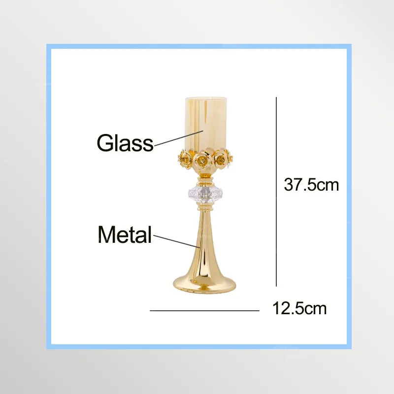 Современный золотой хрустальный светильник-подсвечник, романтический светильник-свеча, домашний подсвечник для свадебного украшения - Цвет: 12.5x37.5cm