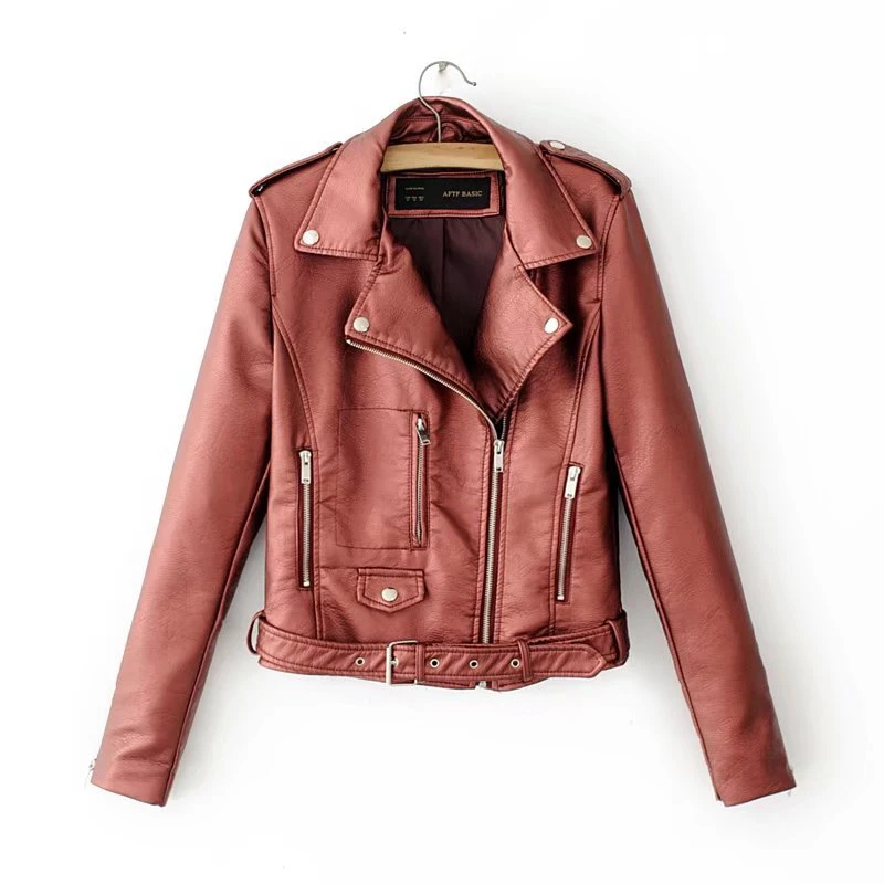 

6 Colors Available Autumn Women Leather Jacket Asymmetric Zipper Korean Style Female Faux Coat Outwear Jackets