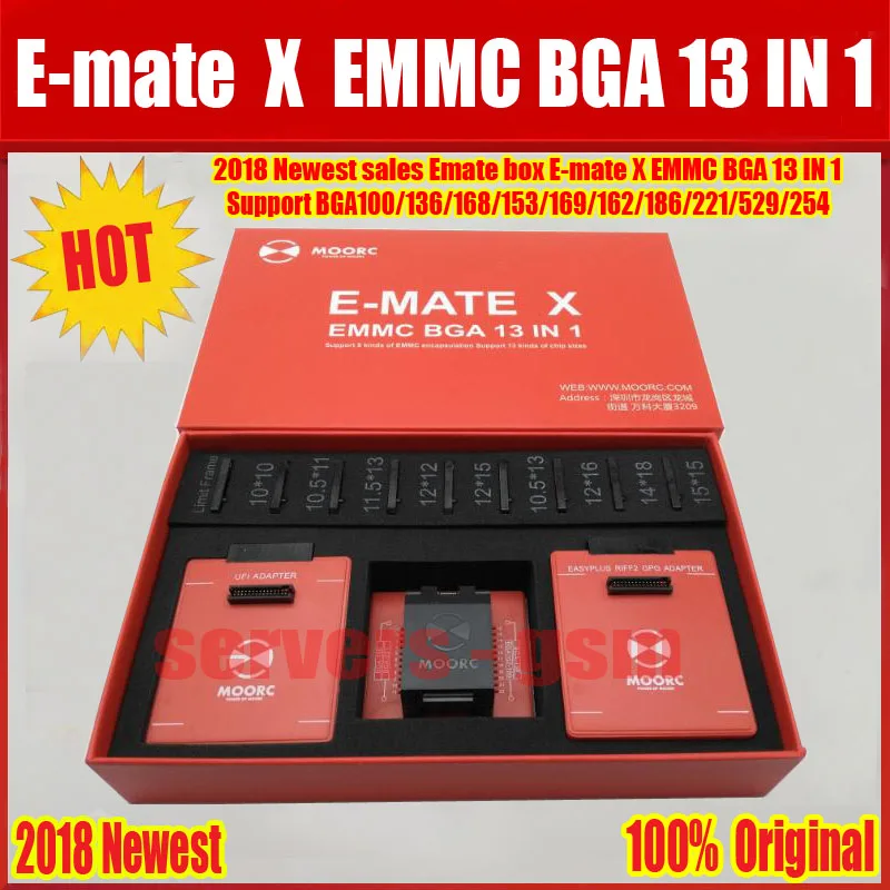 Новинка E mate box X EMMC BGA 13 в 1 поддержка BGA100/136/168/153/169/162/186|Детали устройств связи| |
