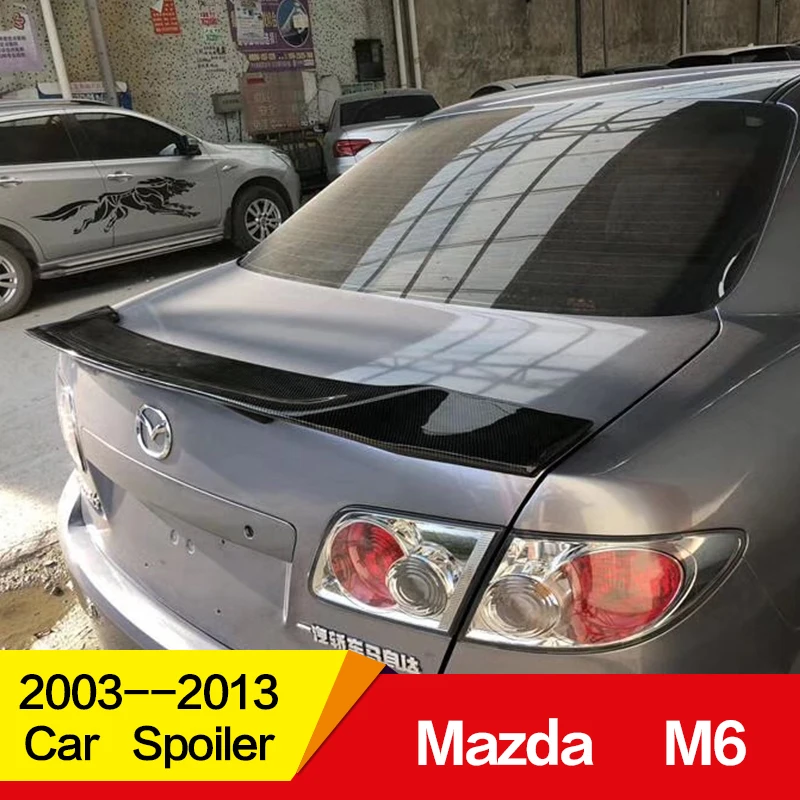 Использовать для старой Mazda 6 спойлер 2003 04 05 06 07 08 09 10 11 12 13 лет Глянцевая углеродное волокно/FRP заднее крыло R стиль спойлер, аксессуары