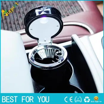 

100pcs/lot Car Accessories Portable Aluminium LED Car Ashtray High Universal Cigarette Cylinder Holder Car Styling Mini Ashtray