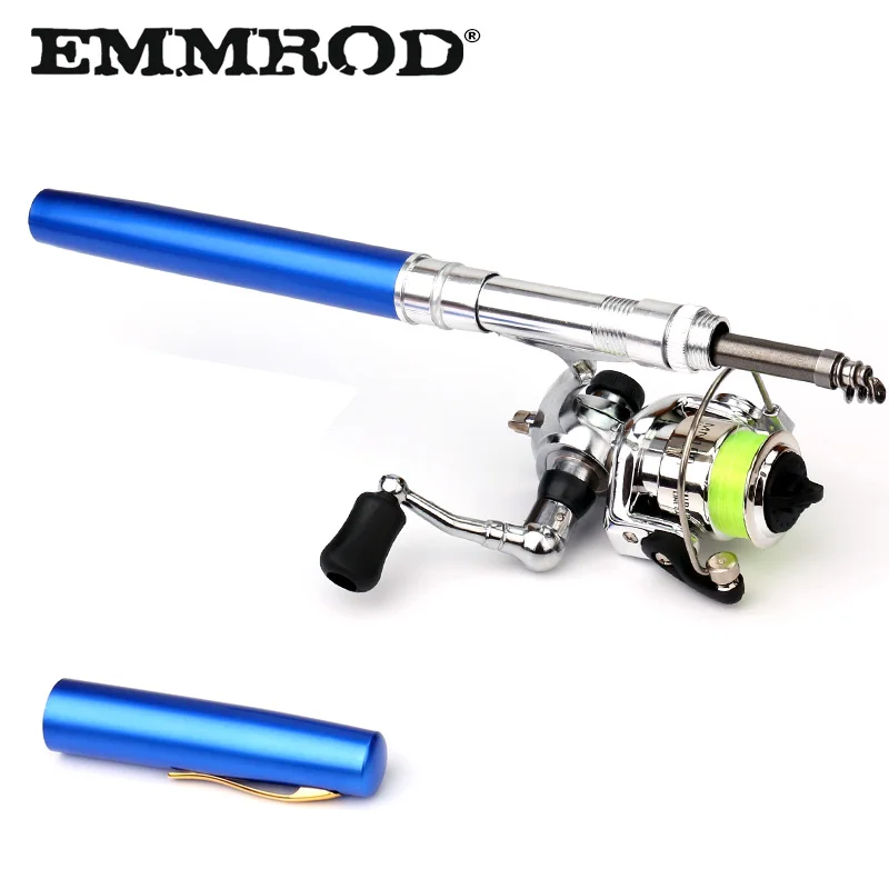 EMMROD 2018 New Spinning Pen Fishing Rod Telescopic 1M 1.4M 7 Colors With 1 metal wheel Children's gifts