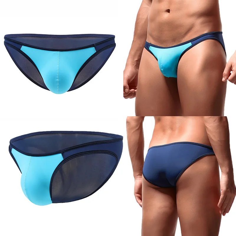 

Men Briefs Ultra-thin Ice silk Low Waist Underwear Male Sexy Mini Briefs Bikini Underwear U Convex Pouch Panties Plus Size XXL