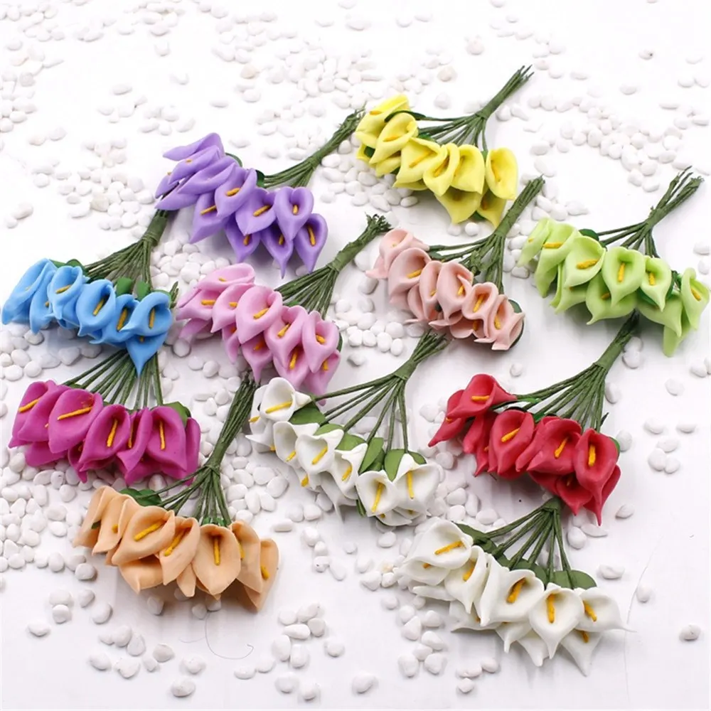 

36pcs/lot 3cm Real touch Mini Calla Lily PE foam artificial flowers wedding decoration favors Cheap flores DIY Scrapbooking