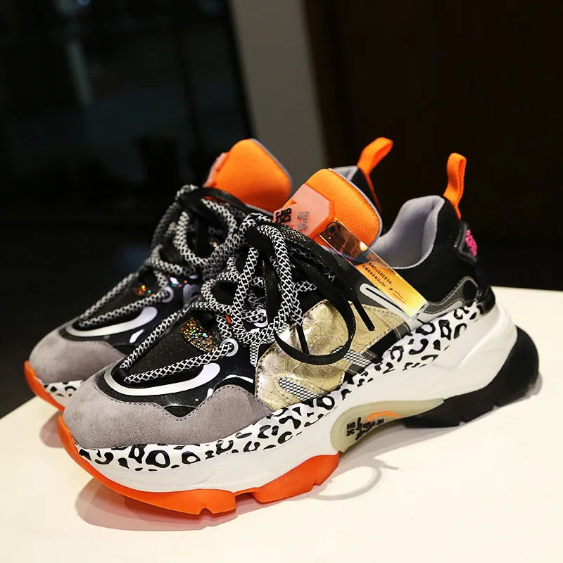 Cena Obuwie damskie na co dzień 2019 jesień nowe oryginalne skórzane buty sportowe damskie podnoszą 5.5 CM ciężkie dno buty damskie buty outdoorowe