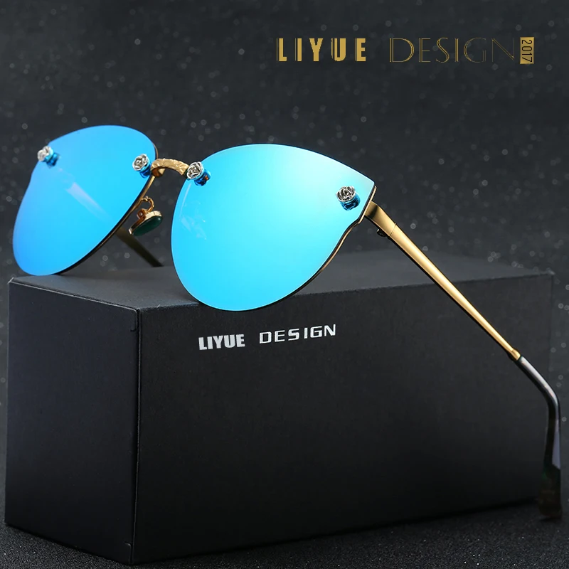 

LIYUE Fashion Women Cat Eye Sunglasses Classic Brand Designer Driving Sunglasses Coating Mirror Flat Panel Lens 08-382