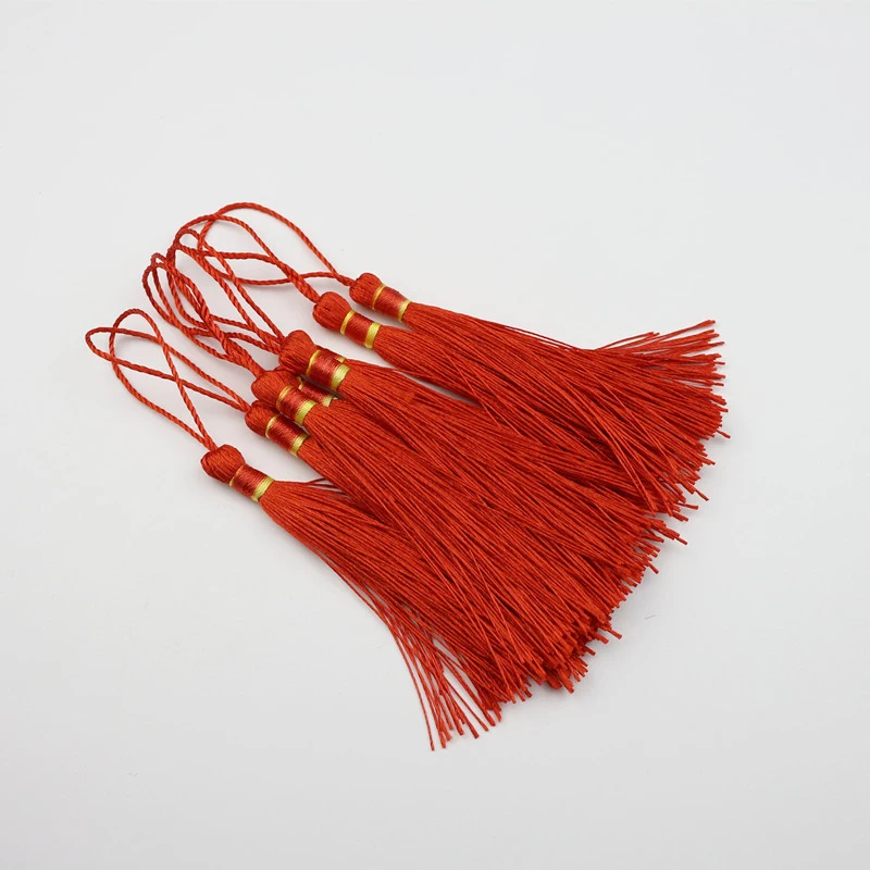 10Pcs Anti wrinkle Red Tassel Fringe Pendant DIY Hand Material Cord