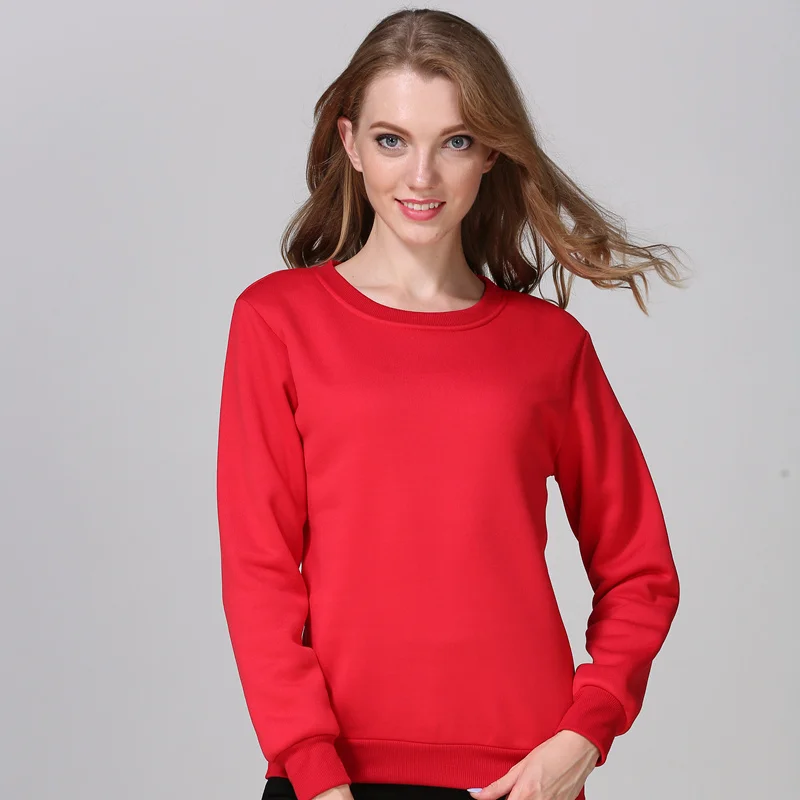 Kpop Для женщин толстовки Свитшот женский с длинным рукавом Повседневное однотонные зимние худи для Для женщин пуловер Женские кофты Прямая - Цвет: red