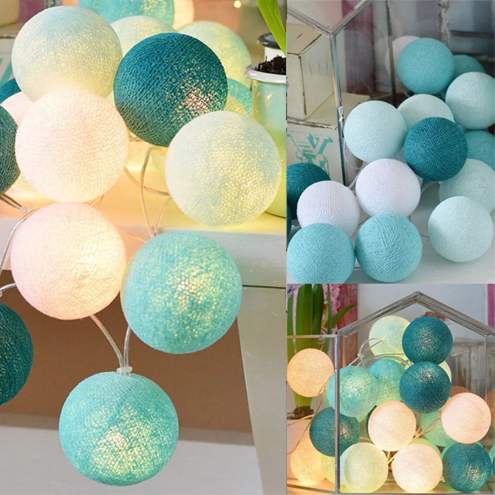 3M 20 LED Cotton Ball String Light Fairy Lights USB/Battery Powered