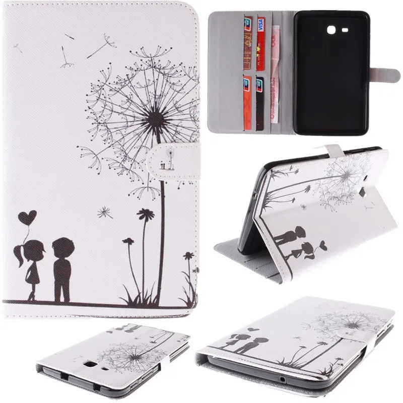Fashion Painted Flip PU Leather s Case For Samsung Galaxy Tab 3 Lite Case For Samsung Galaxy Tab 3 7.0 T110 T111 Tablet Cover (81)