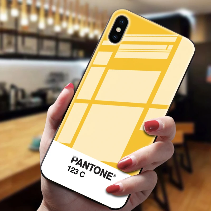Pantone цветной чехол из закаленного стекла для телефона для iphone 5 6 7 8 6s 6s plus 7plus 8plus x xr xs xsmax - Цвет: 2