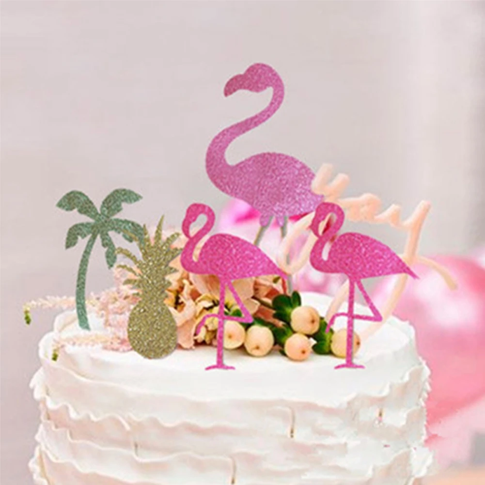 Tropical flamant gâteau toppers-cupcake picks/décorations-barbecue/parti/hawaïen