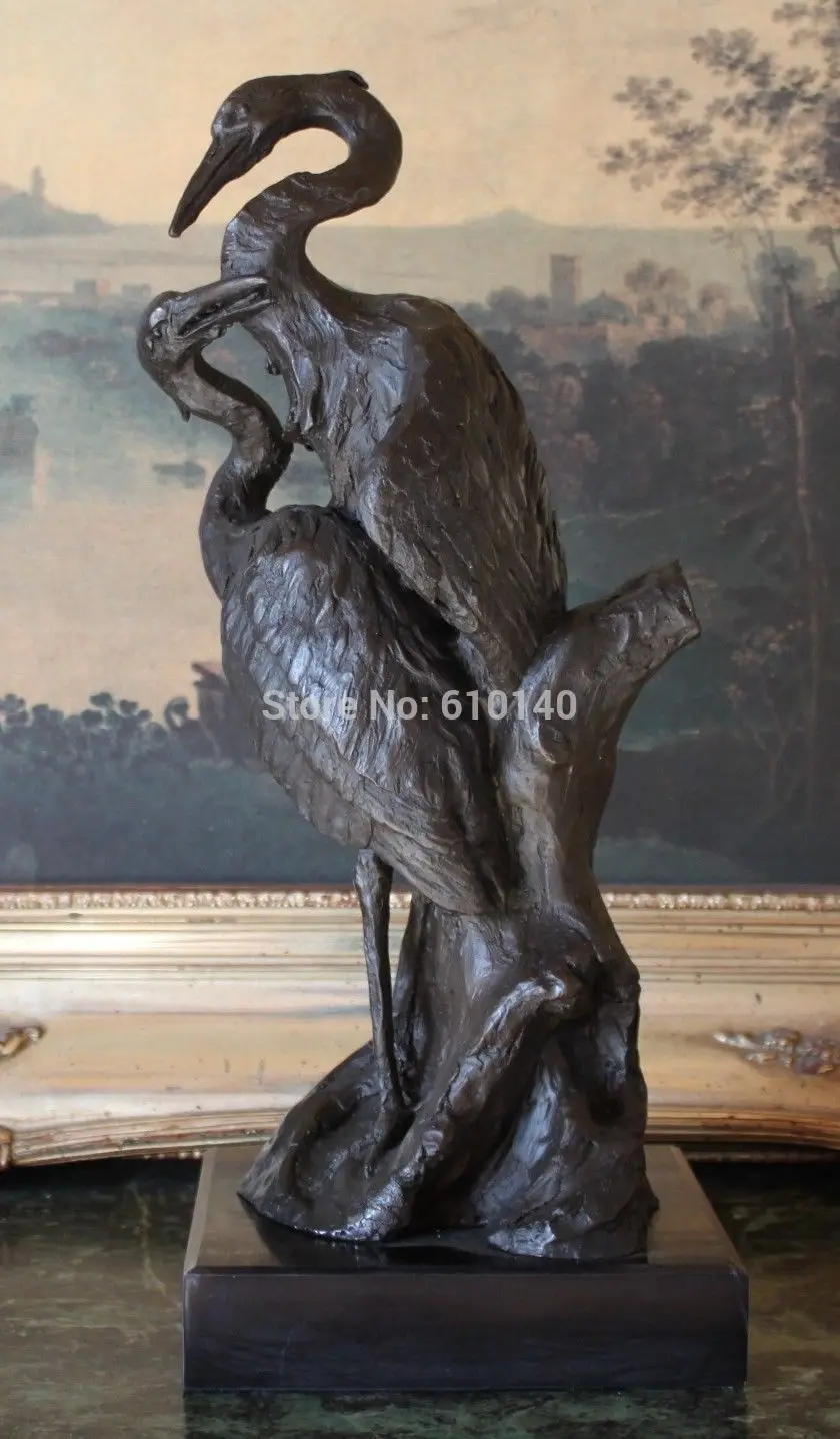 

Wader Bird Statue Egret Crane Heron Pair Shorebird Art Bronze Marble Decor Mates
