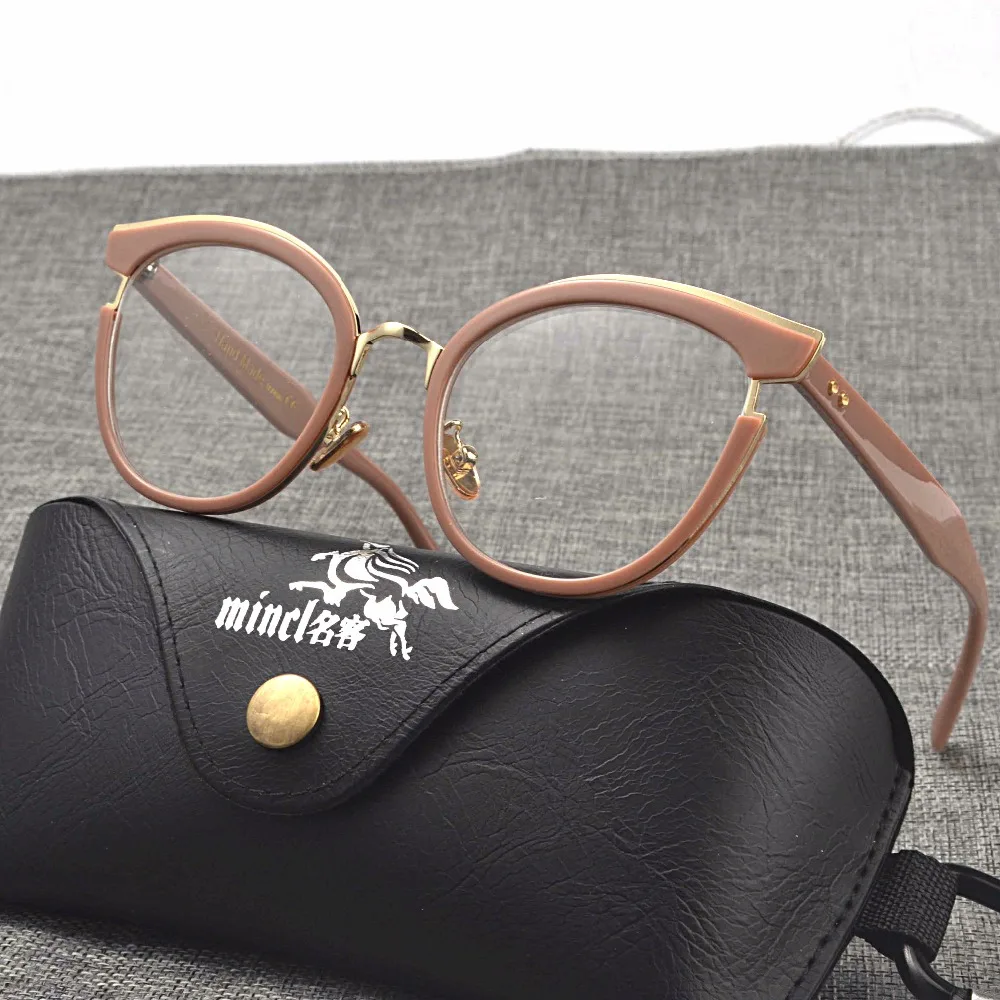 

MINCL / European and American retro anti-Blu-ray optical frames for men and women flat glasses stylish glasses myopia frame JW