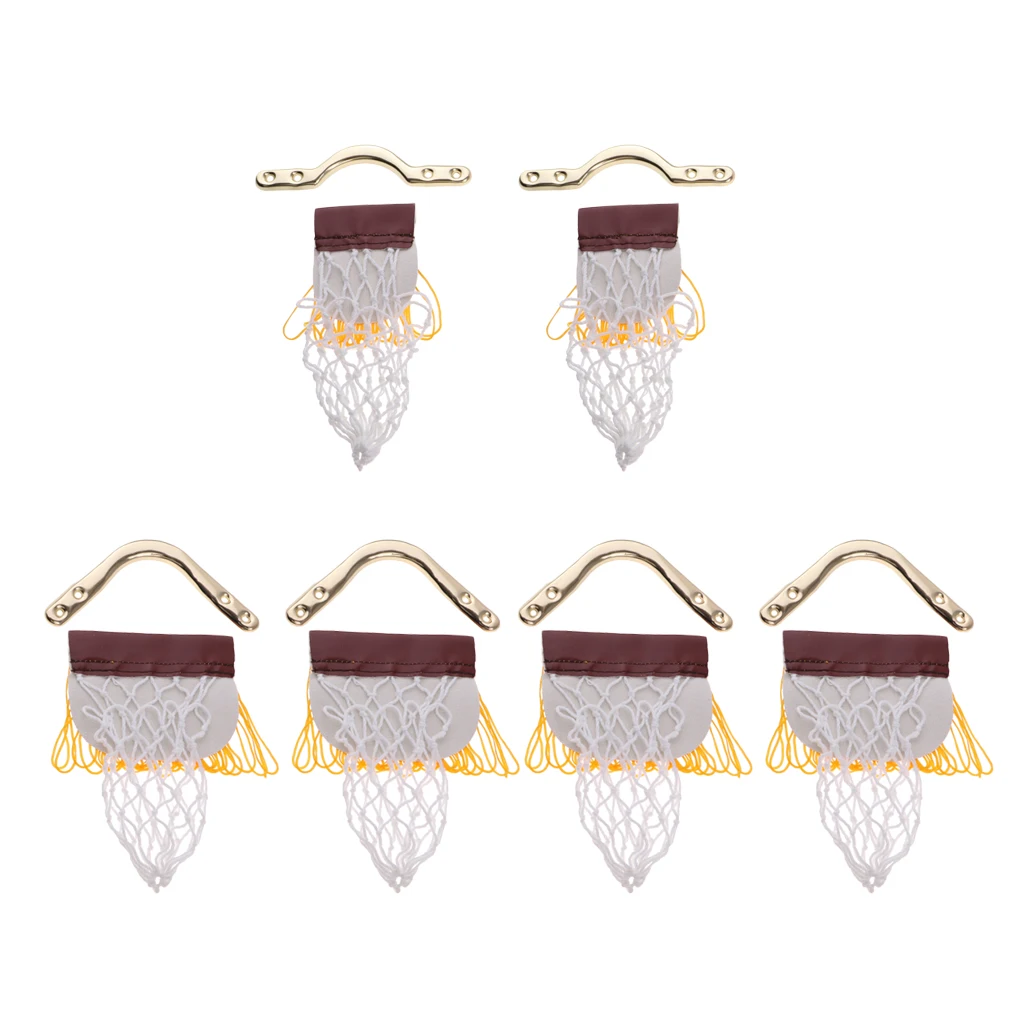 6pcs Kids Pool Cotton PU Leather Table Net Pockets with Fringes Irons Bracket Set Billiard Accessories 4 Cornor and 2 Sides
