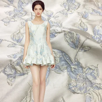 

145cm width European style brand Metallic Jacquard Brocade Fabric,3D jacquard yarn dyed fabric for Women Coat Dress Skirt