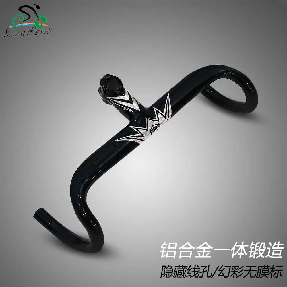 

TW ultra-light aluminum road bender handlebar bent handle bar integrated forged hidden line hole colorful sticker