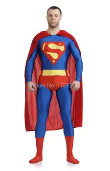 

(LS7258)Red And Blue Lycra Spandex Tights Unisex Cheap Super Man Fetish Zentai Suits Superhero Halloween Costume