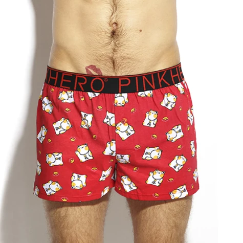 Pink Heroes Для мужчин нижнее белье доска Шорты с модным принтом Для мужчин трусы-боксеры с изображением Шорты хлопок Для мужчин багажник - Цвет: RED-PRINTED