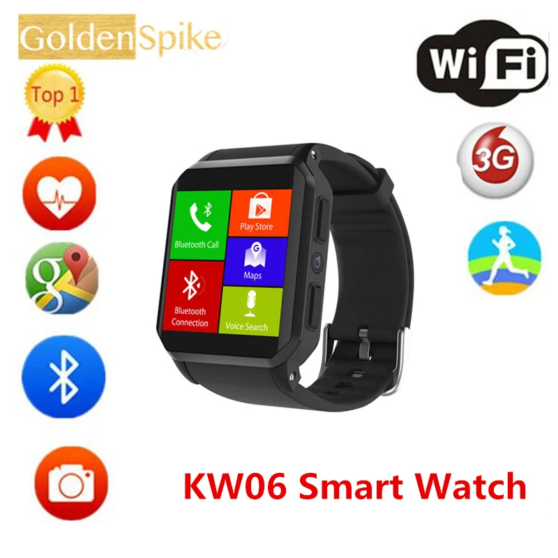 

2018 HOT Smart Watch KW06 Android 5.1 OS 512GB Ram 8GB Rom MTK6580 Quad Core 3G GPS WiFi Wristwatch Heart Rate Pedometer PK kw88