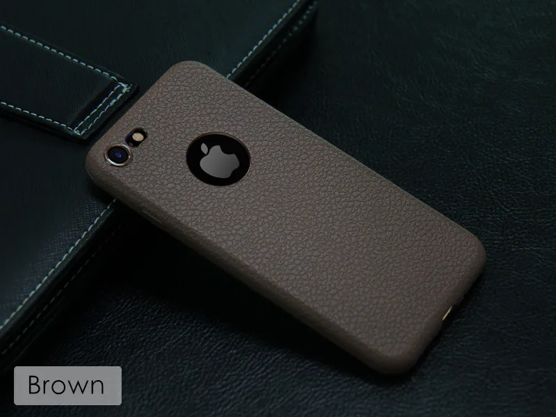 GURIOO тонкий кожаный зернистый чехол для Apple iPhone 6 6S 7 8 X Plus XS Max XR 4,7& 5,5 ''TPU с отверстием для телефона с логотипом - Цвет: Brown