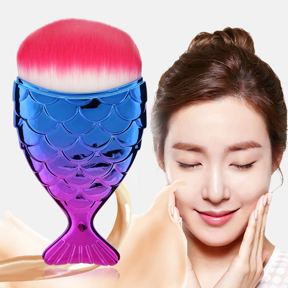 Купить 1 шт. русалка форме рыбы порошок кисти для макияжа фонд румяна ...