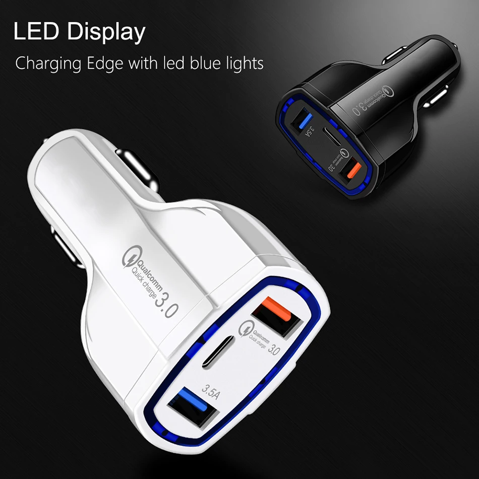 KISSCASE Быстрая зарядка QC3.0 type-c 2 USB Автомобильное зарядное устройство для Xiaomi Mi 9 huawei P30 Pro QC3.0 5A Быстрая зарядка PD автомобильное зарядное устройство для телефона