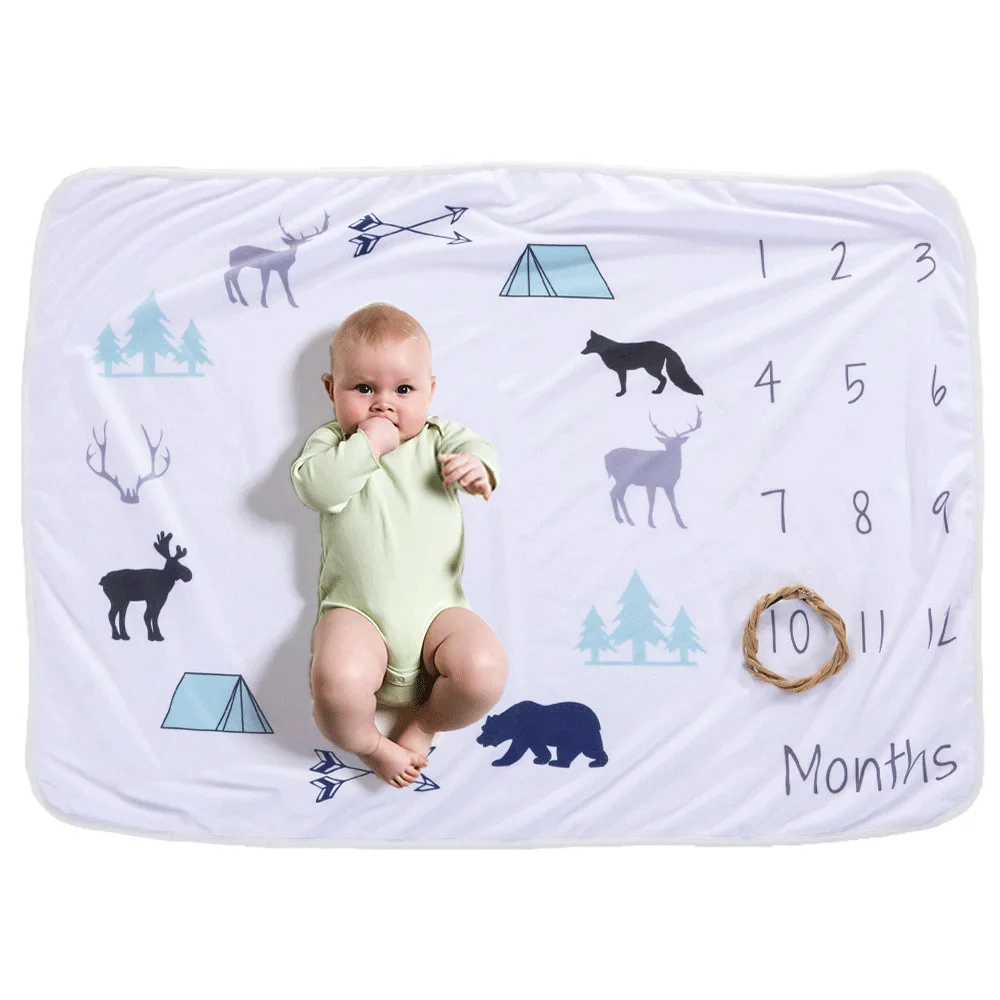

Baby Swaddle Boy Milestone Blanket Mouthly Memory Wrap for Newborn Toddler Winter Warm Bath Polar Fleece Soft Gauze Infant Cover