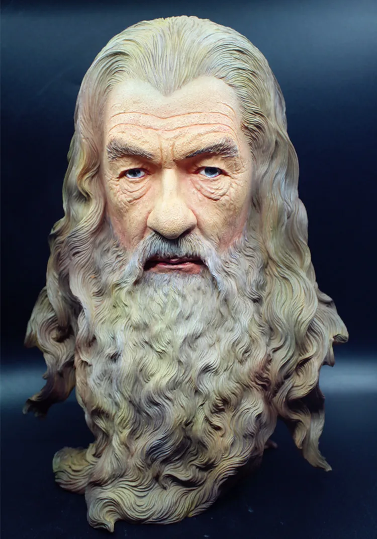 

[New] Bust Statue Color Painted Rings Hobbit The Gandalf model Figure Collection Craft Sculpture home Room decoration toy gift