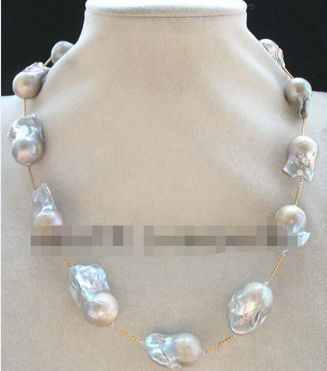 

ddh003108 freshwater pearl gray reborn keshi necklace 19.5" natu