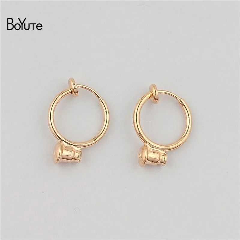 BoYuTe 5 Pairs Metal Clips Earrings without Pierced Ear Clip with Ear Plugs Diy Earrings Jewelry Accessories (6)