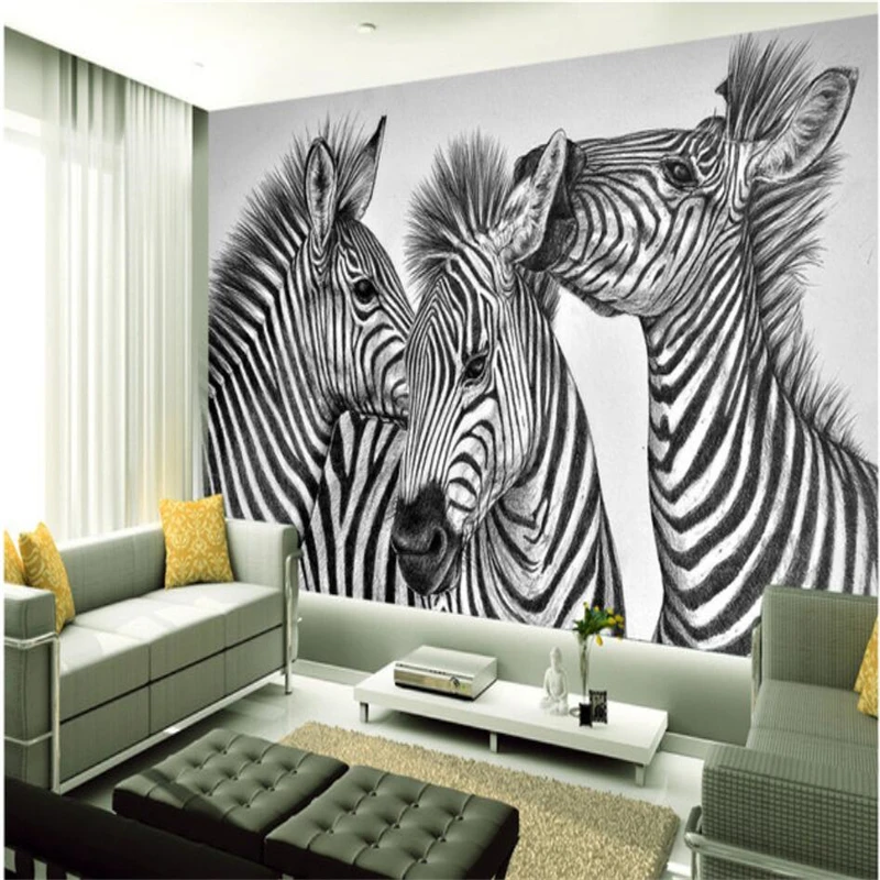 Beibehang 大カスタムサイズの壁画壁紙フリーハンド鉛筆画黒と白の抽象ゼブラリビングルームの背景 Mural Wallpaper Wallpaper Murallarge Wallpaper Murals Aliexpress