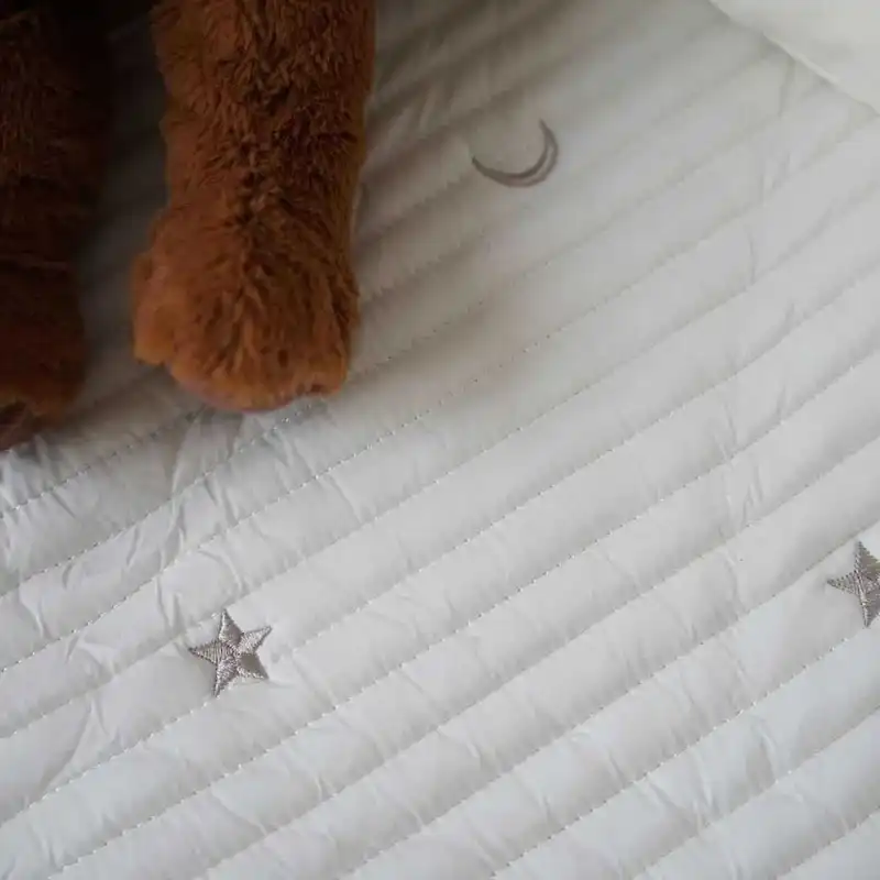 Korean Baby Crib Sheet Bedding Set Cotton Star Moon Embroidery