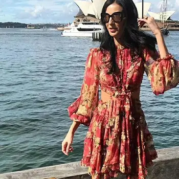 

New Beach 2009 Summer Women s Dress with Sexy Show waist Broken Flowers Ear edged Chiffon Dresses